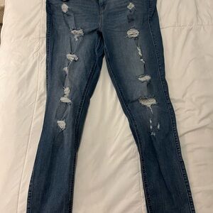 Distressed Blue Jeans